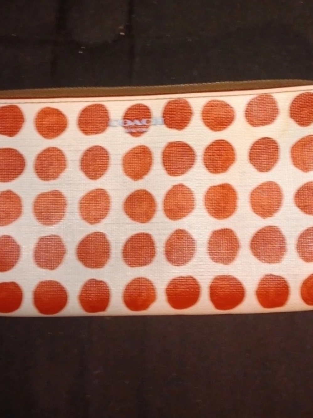Coach RED & White Bleeker Polka Dot Coated Canvas Wristlet